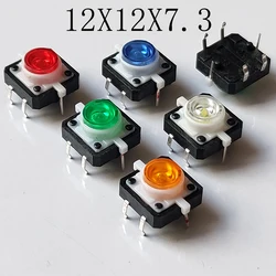 10pieces 12X12X7.3mm 6Pin DIP illumination Momentary Tact Button Switch 3V LED Push Button Lighting Click Indication Button