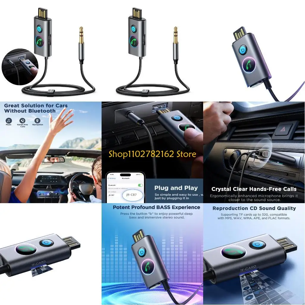 

547B Phone Bluetoothcompatible 5.3 AUX Audios Stereos Music Home Car Receiver Adapter