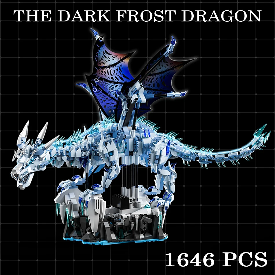 

1646 PCS MOC Magic Animal Dark Frost Dragon Model Building Blocks Undead Ice Flying Dragon Assembly Bricks Toys for Kids Gifts