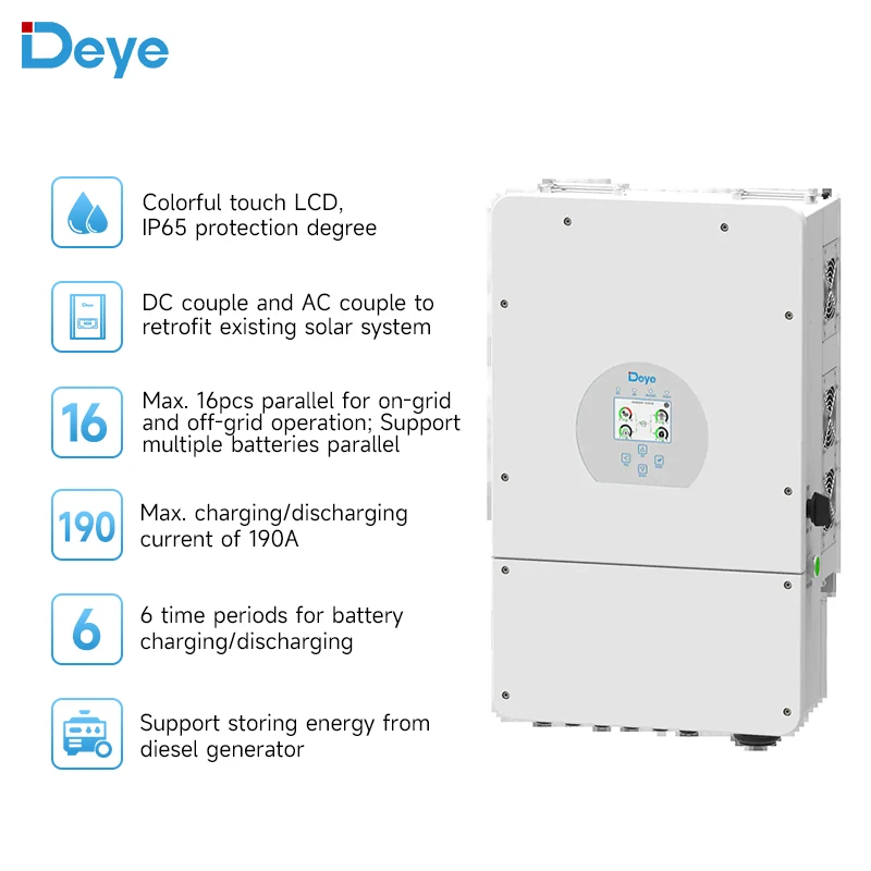 Deye Hybrid Inverter surya, fase tunggal 5KW 6KW 7.6KW 8KW