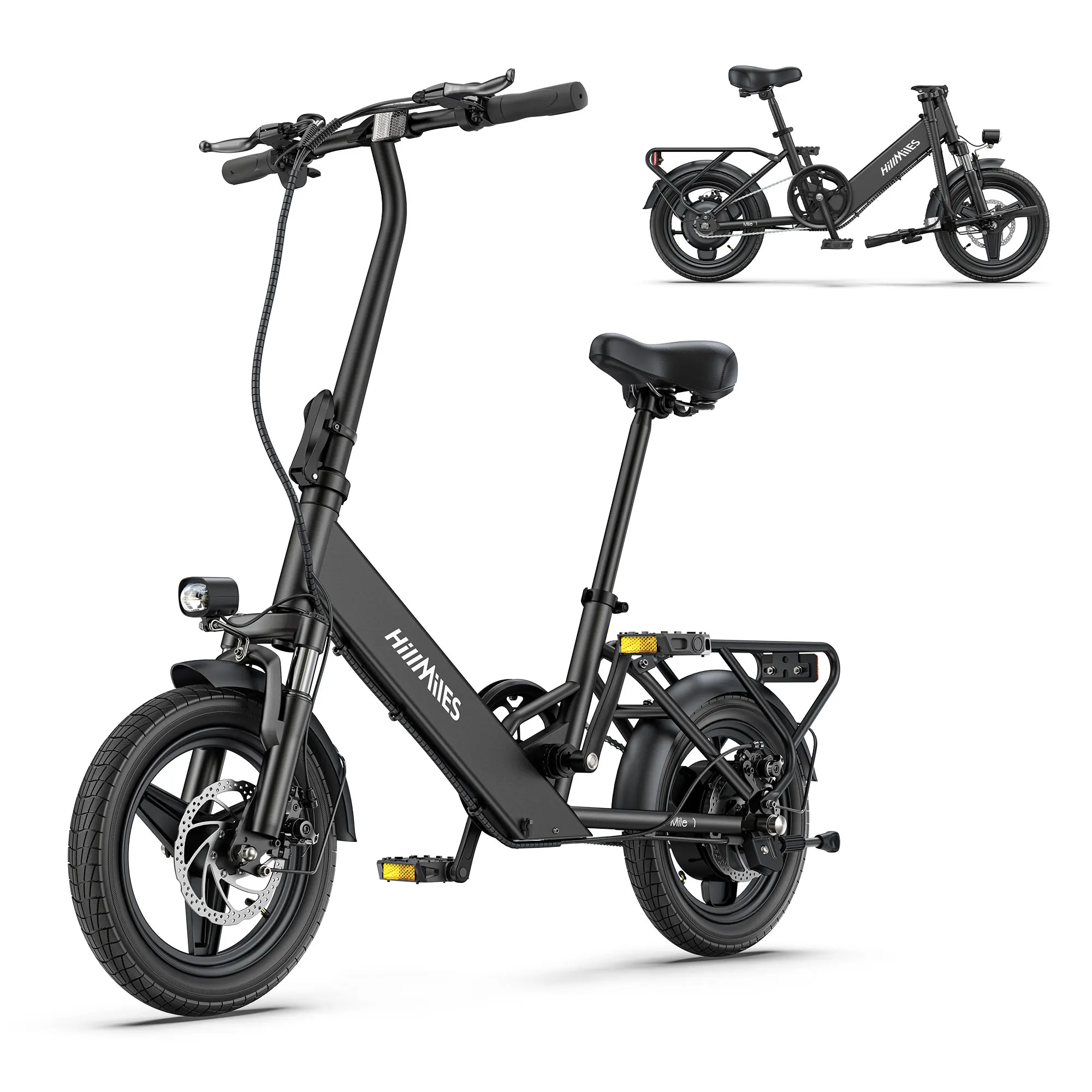 HillMiles Mile 1 Bicicletta elettrica pieghevole per adulti 250W 36V10.4AH Batteria per pendolarismo urbano Bicicletta elettrica per pneumatici da 14 pollici E-bike