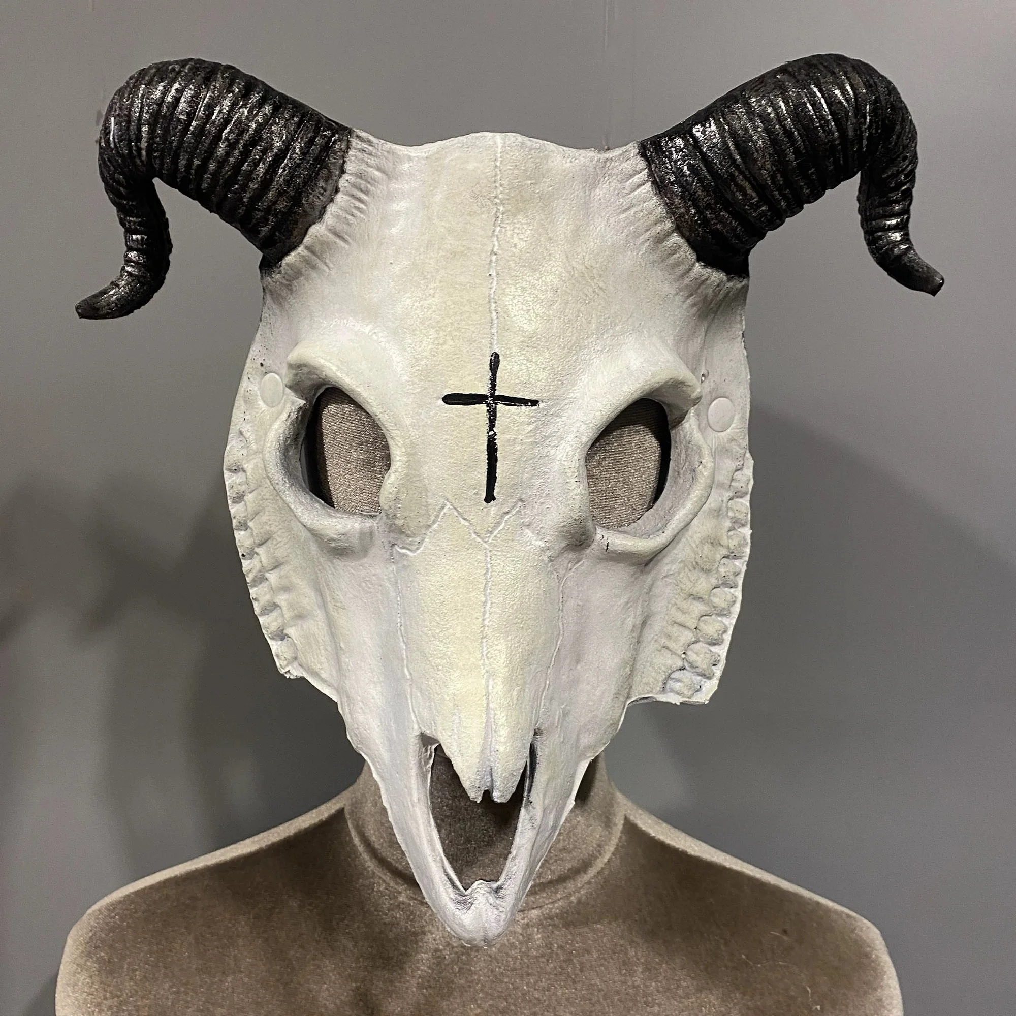 Costume cosplay maschera a pieno facciale Steampunk Ram Goat per uomo donna, festa punk Halloween Masquerade Stage Photo Prop