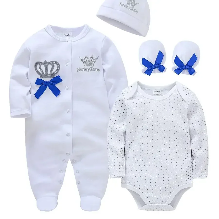 100% Cotton Newborn Autumn & Winter Long-sleeved Rompers Set 0-12M Baby Clothes Set Bodysuits One-Pieces Winter Baby Clothes