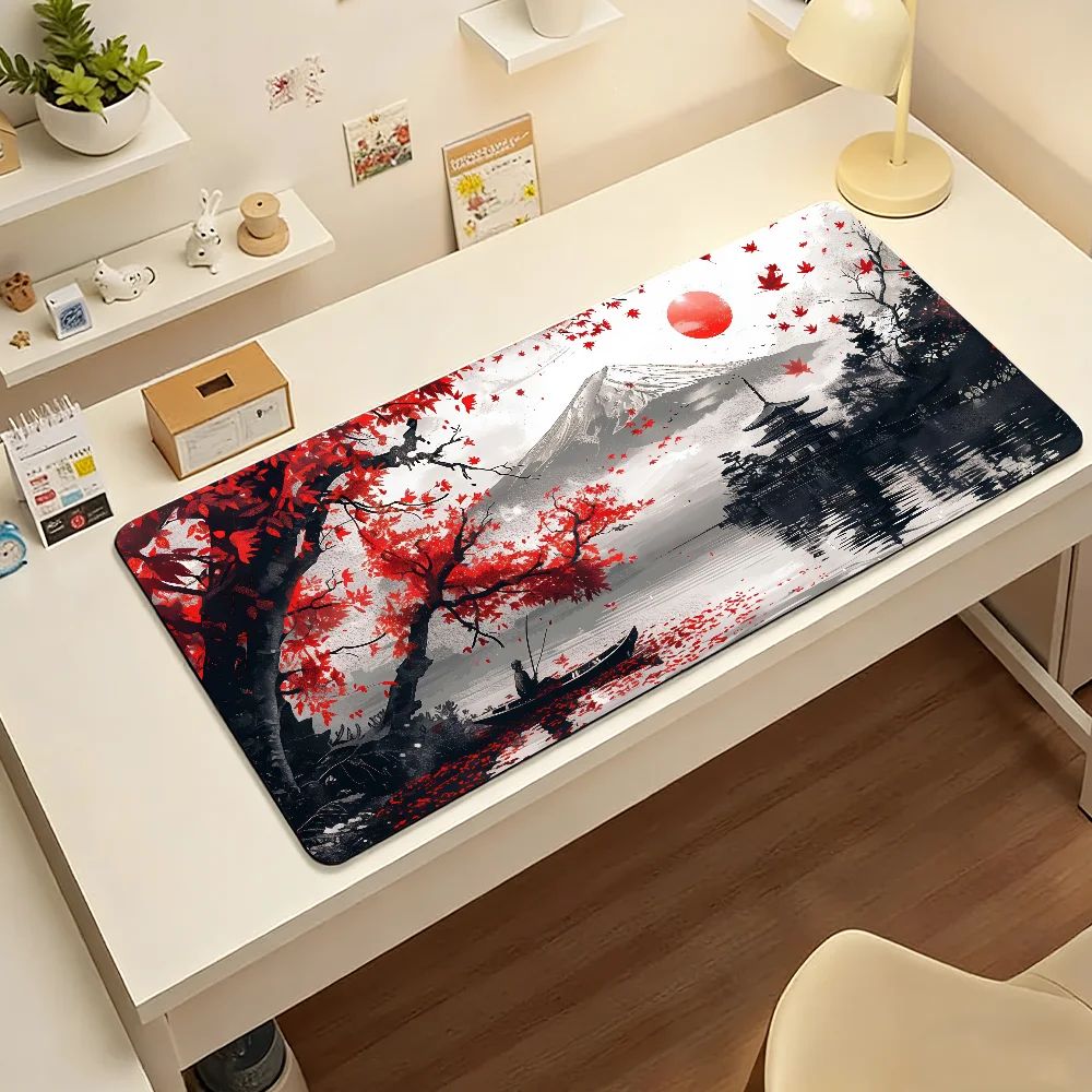 Mount Fuji Mouse Pad Large Non-Slip Waterproof Mat Stitched Edge Keyboard Pad for Gaming Daily Office