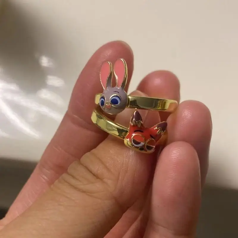 NEW 2Pc/set Disney Zootopia Nick Wilde Judy Hopps Couple Rings Adjustable Open Ring for Women Men Wedding Fashion Jewelry Gifts