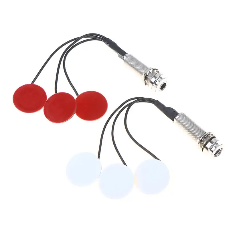 Piezo Contact Microphone Pickup Transducer Self Adhesive Disc Contact Pickup With Audio Jack For Guitar Ukulele Instrument