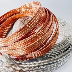 5/10/20M Copper Tinned Bare Ground Braid Lead WIre Signal Shielded Cable Conductive Tape High Flexibility 1.5-12mm 4-20mm Width