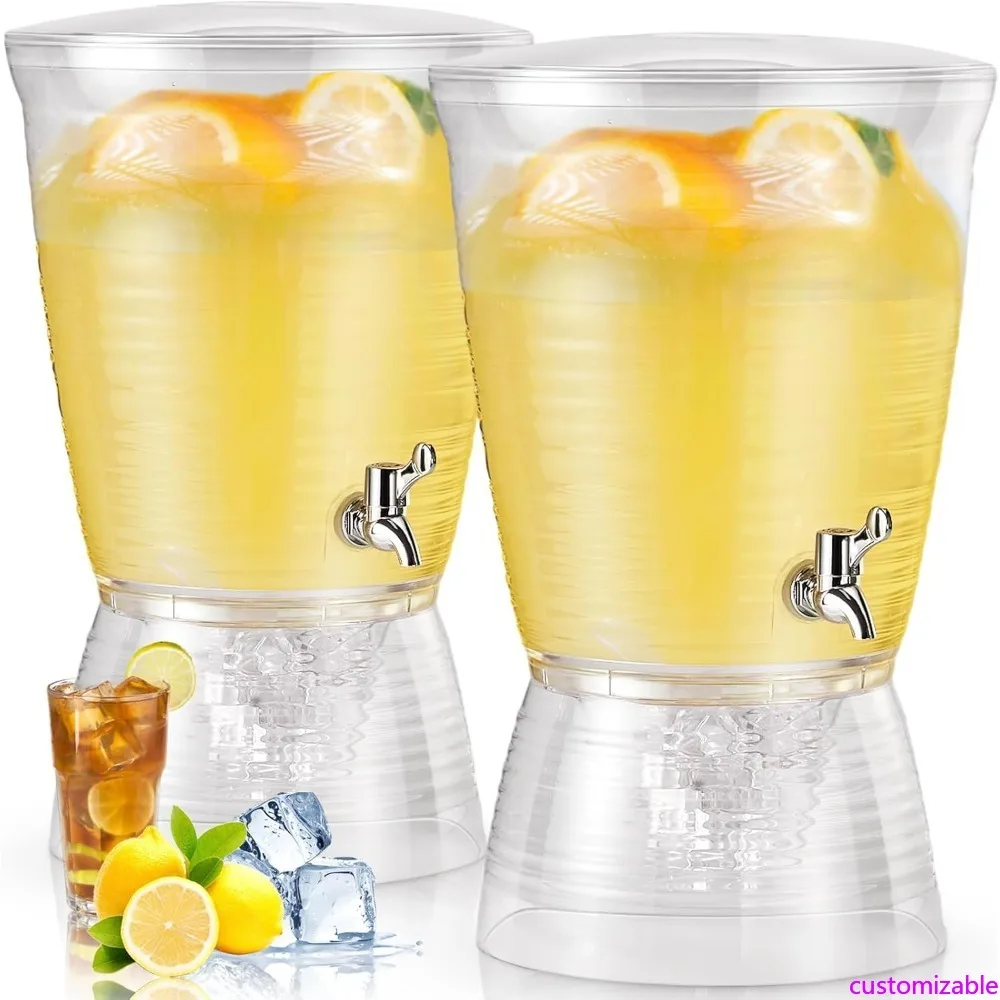 

Customizable 2 Pcs Acrylic Beverage Dispenser with Spigot 2.7 Gallon/ 10 l Clear Drink Water Dispenser Countertop with Detachabl