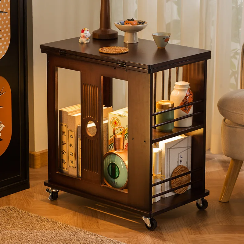 New Chinese-style movable folding coffee table side table coffee table mobile tea table household