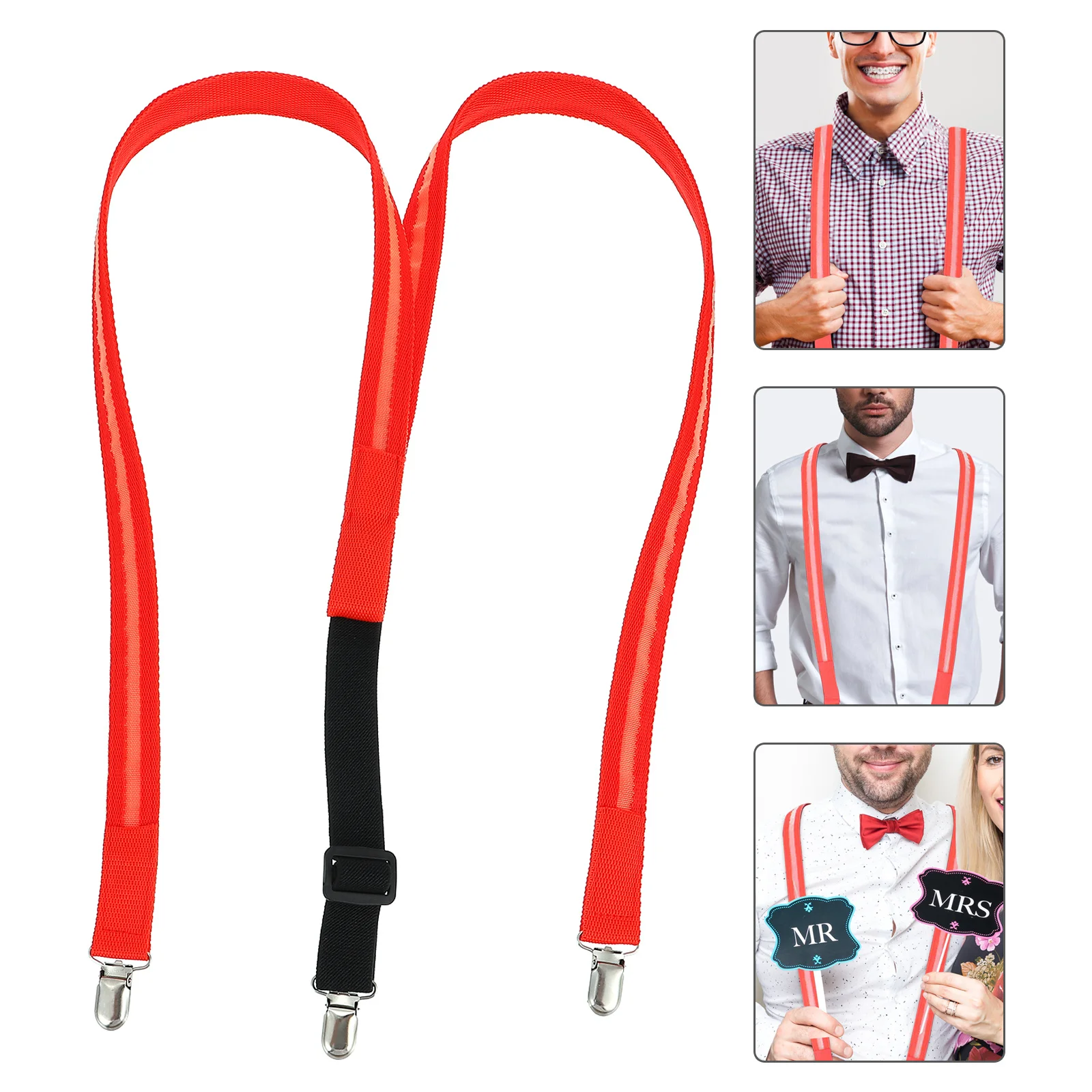 حمالات متوهجة Led قابلة للتعديل على شكل حرف Y دعامات مرنة لسراويل الجينز الرجال النساء الأحمر الألياف البصرية ملحقات الحفلات #2