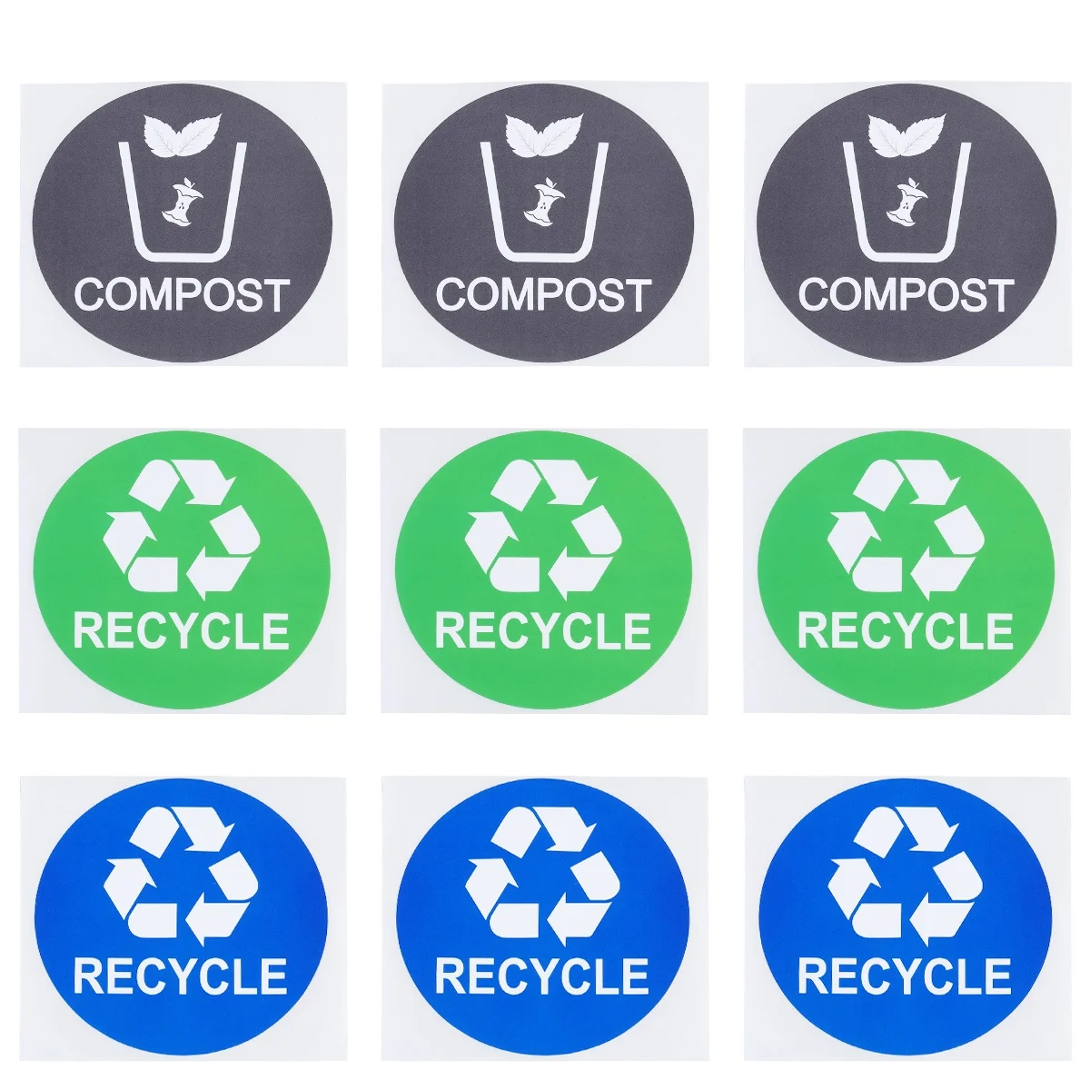 

12pcs Can Sticker Pvc Garbage Sign Self Adhesive Decal For Steel Plastic Glass Surface Trash Bin Marking Patch File