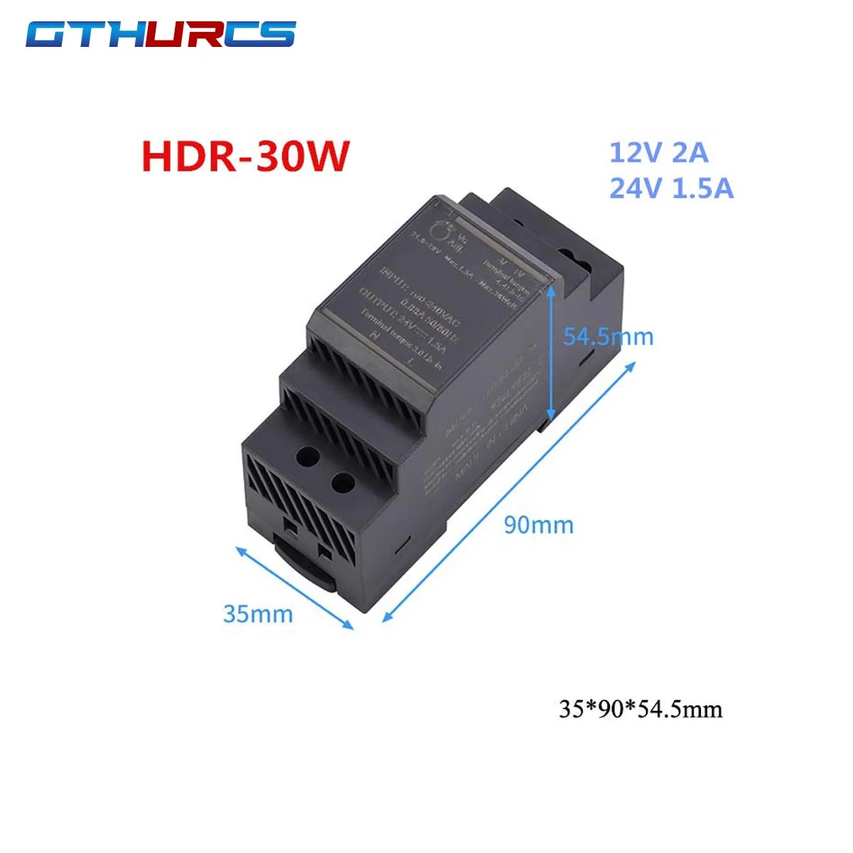 HDR-Series 15W 30W 60W 100W AC-DC 5V 12V 15V 24V 48V Ultra Slim Step Shape DIN Rail Switch Power Supply