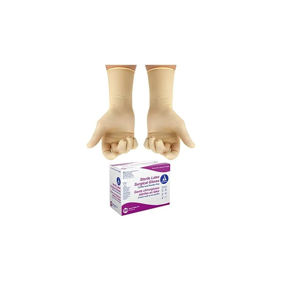 

Dynarex Sterile Disposable Latex Surgical Gloves Powder-Free Sterilely Packaged in Pairs Professional Medical and Healthcare Us