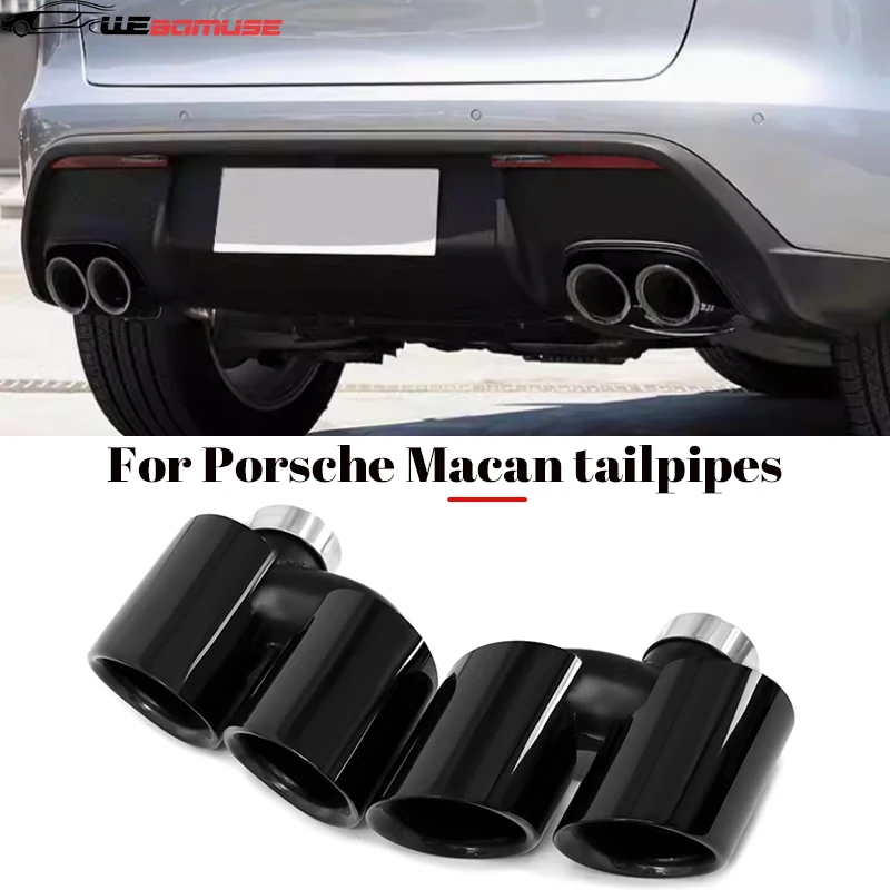 Pour Porsche Macan 2014-2025 : Amélioration du système d'échappement GTS, silencieux sport à quatre sorties avec embouts noirs