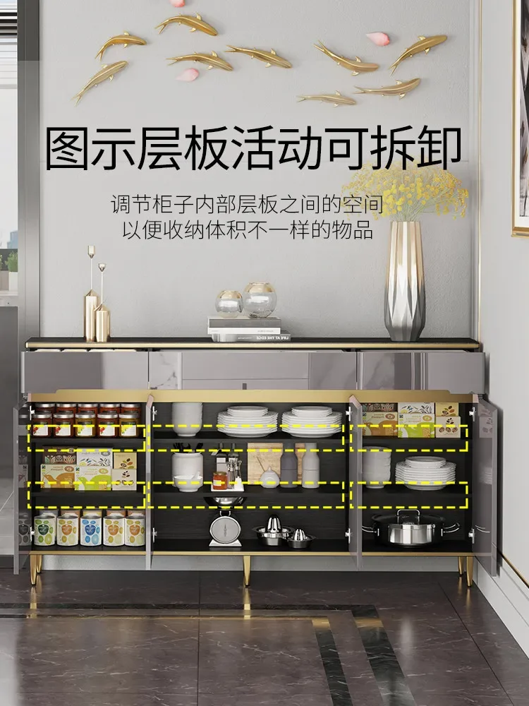 Rock slab dining side cabinet integrated storage cabinet against the wall modern light luxury home living room kitchen cabinet