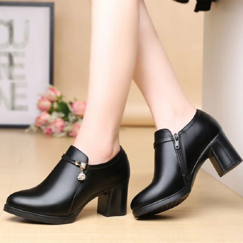 Female Fashion Pink Autumn High Heel Boots Ladies Comfortable Street Winter Boots Women Cool Side Zipper Martin Boots G2327