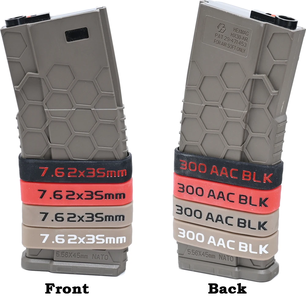 3/6 Pack Magazine Marking Bands 5.56 NATO, 7.62x35mm, 300 AAC BLK, Magazine Bands for Hunting Accessories