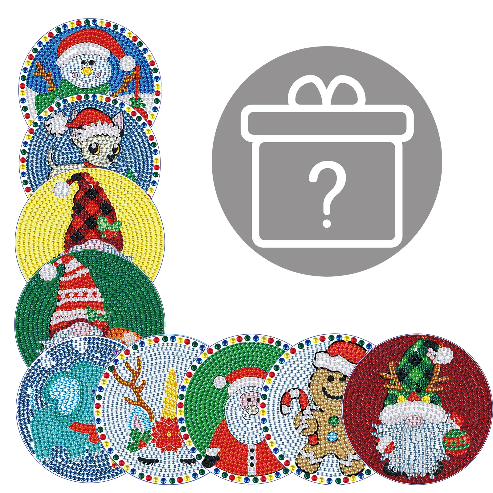 Mystery Surprise Gift Box,Random Diamond Painting Coaster Round Diamond Anti Slip and Heat Resistant table decor handmade Gift