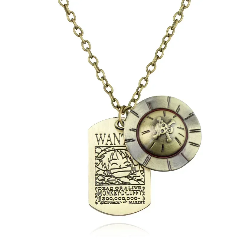 New Anime Figures One Piece Necklace Kawaii Luffy Straw Hat Pendant Necklace Cartoon Man Woman Jewelry Children Gifts Toys