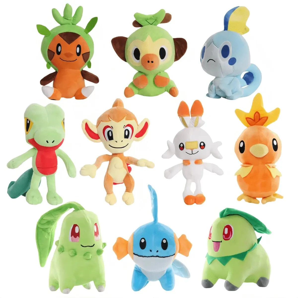 Pokemon brinquedos de pelúcia scorbunny grookey sobble mudkip torchic treecko chimchar chikorita chespin anime para aniversários presentes do feriado