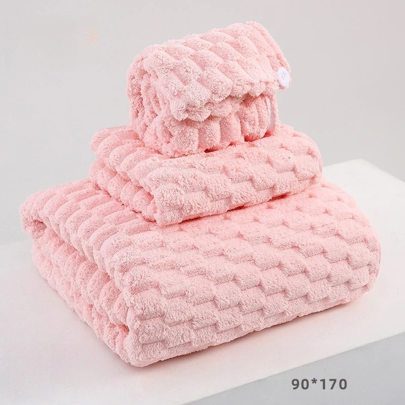 Serviette de bain en peluche de corail Cloud Grid absorbant serviette enveloppante serviette de bain à la maison