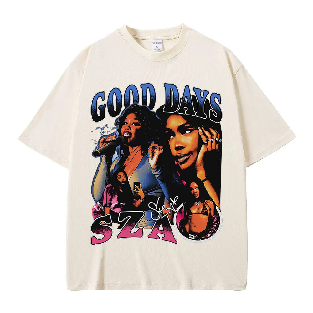 SZA Good Days Graphics T-shirt Hip Hop Vintage High Quality T Shirt Men Women Clothing Cotton Cozy Oversized T-shirts Streetwear