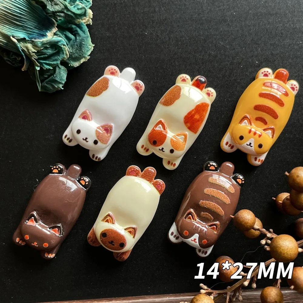 10pcs Cute Kawaii Resin Flatback Cabochons Cute Mini Belly Up Cat Kitten Charms DIY Ornament Jewelry Making Hairpin Accessories