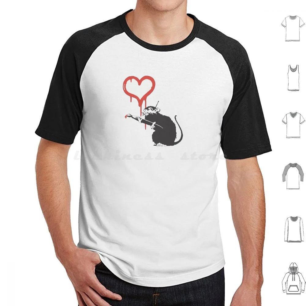 

Бэнкси Сердечки Крыса с дистанционным управлением Контроль разума Граффити Уличное искусство с биркой Бэнкси Hd Футболка Большой размер 100%