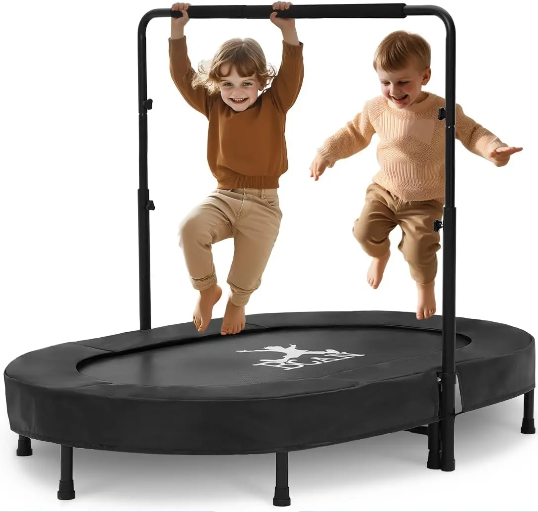 Kids Trampoline Indoor Double Kids Trampoline With Adjustable Handle Trampoline Foldable Max Load 250 Lbs