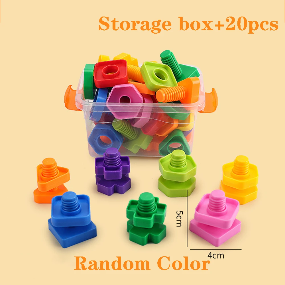 10/20pcs Set vite blocchi creativi mosaico Puzzle giocattoli per bambini inserti in plastica blocchi dado forma ragazzi giocattolo educativo