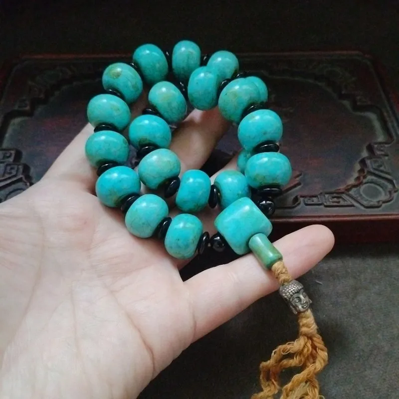 Antique collectibles old patina pine stone abacus beads handheld Tibetan ornaments
