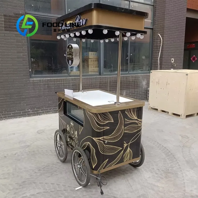 Customized Popular Italian Gelato Ice Cream Snack Vending Push Cart for Street Application With CE
