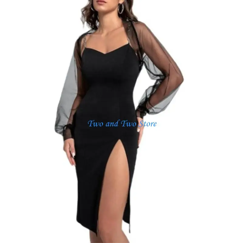 HX6F Copri manica Bishop trasparente per abiti da sposa, abiti da e abiti da cocktail
