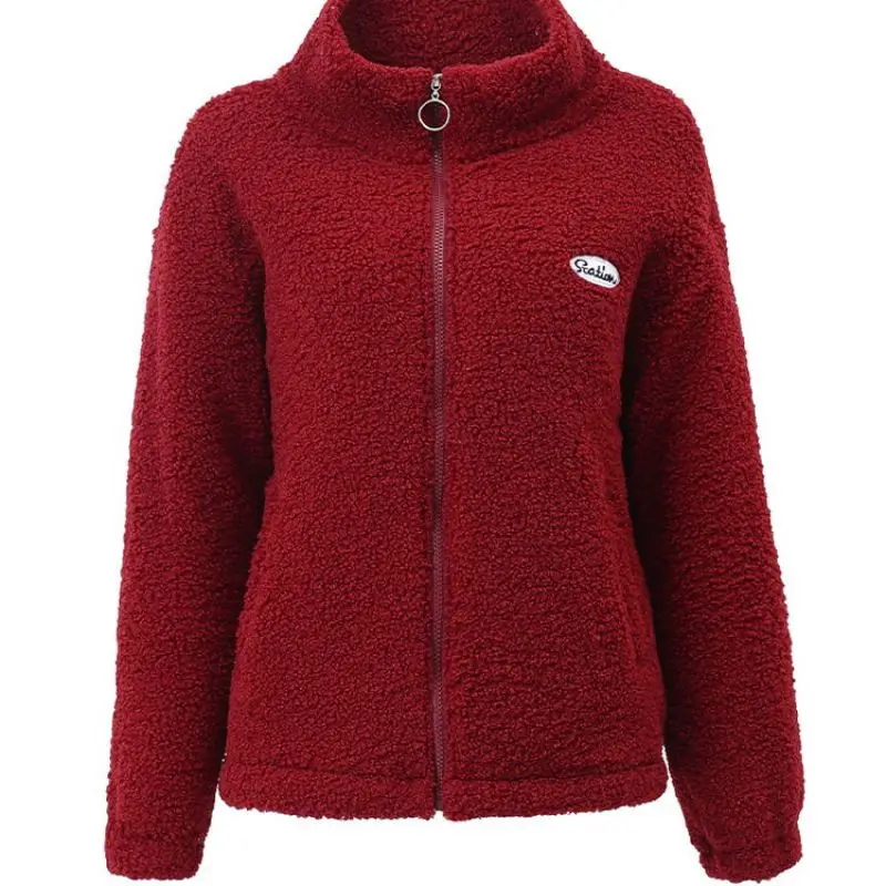 Womens Warm Fuzzy Zip Up Sherpa Jacket with Pockets Faux Fur Berber Fleece Winter Coats