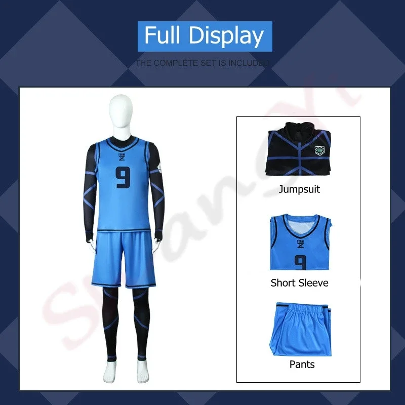 Blue Lock Jersey Football Club Cosplay Costume Anime Seishiro Nagi Isagi Yoichi Hyoma Chigiri Reo Mikage Jumpsuits Vest Shorts