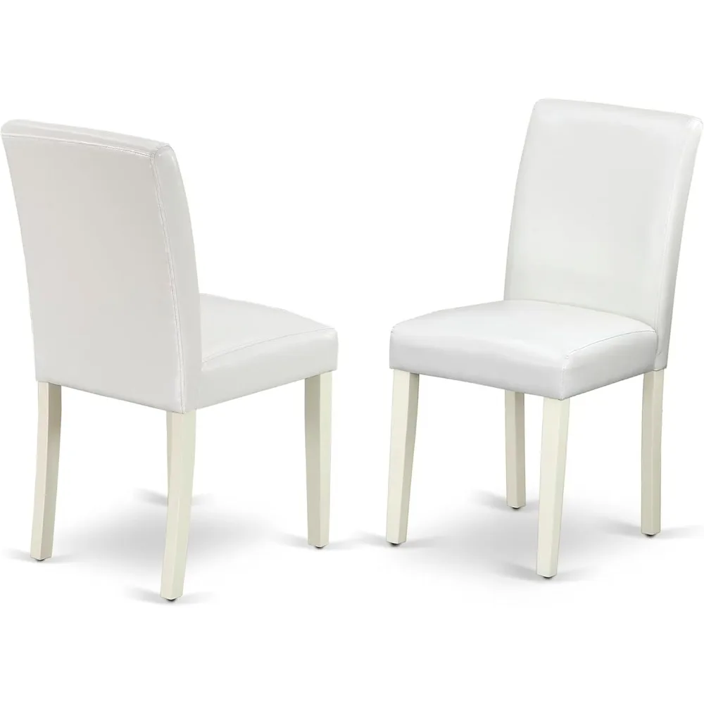 طقم طاولة مطبخ مكون من 3 قطع من East West Furniture مع طاولة طعام مستطيلة، وصلة أوراق الفراشة، وكرسيين أبيضين #4