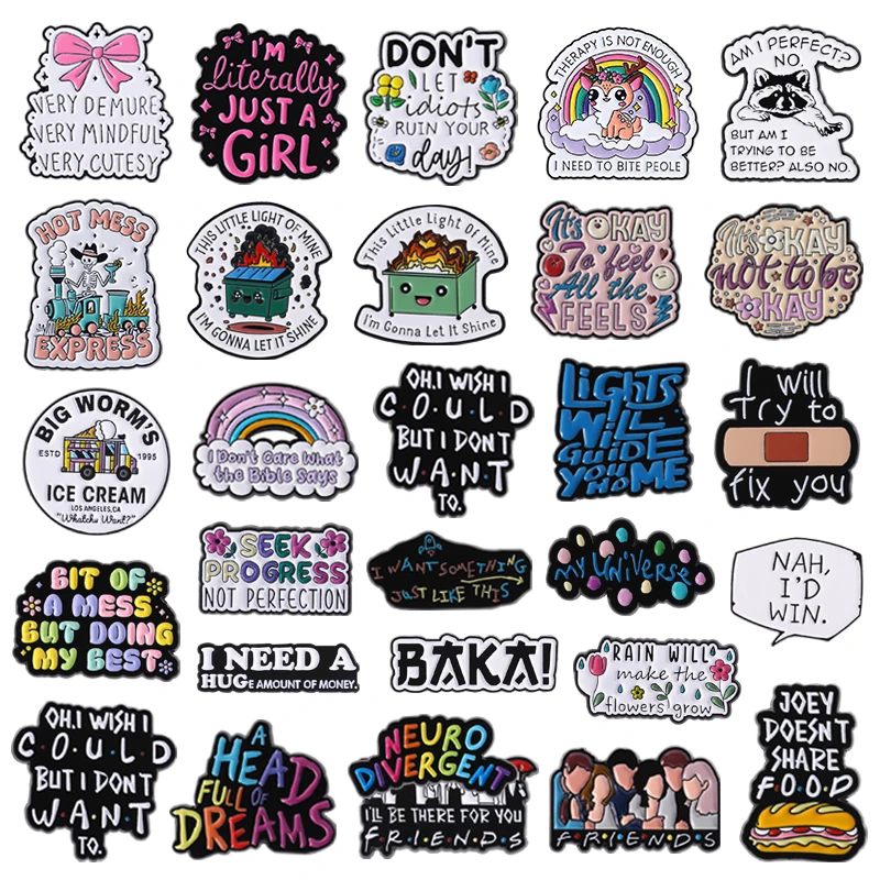 

Funny Quotes Enamel Pins I'll Be There For You Hot Mess Express Neurodivergent Mental Health Brooches Lapel Badge Jewelry Gifts
