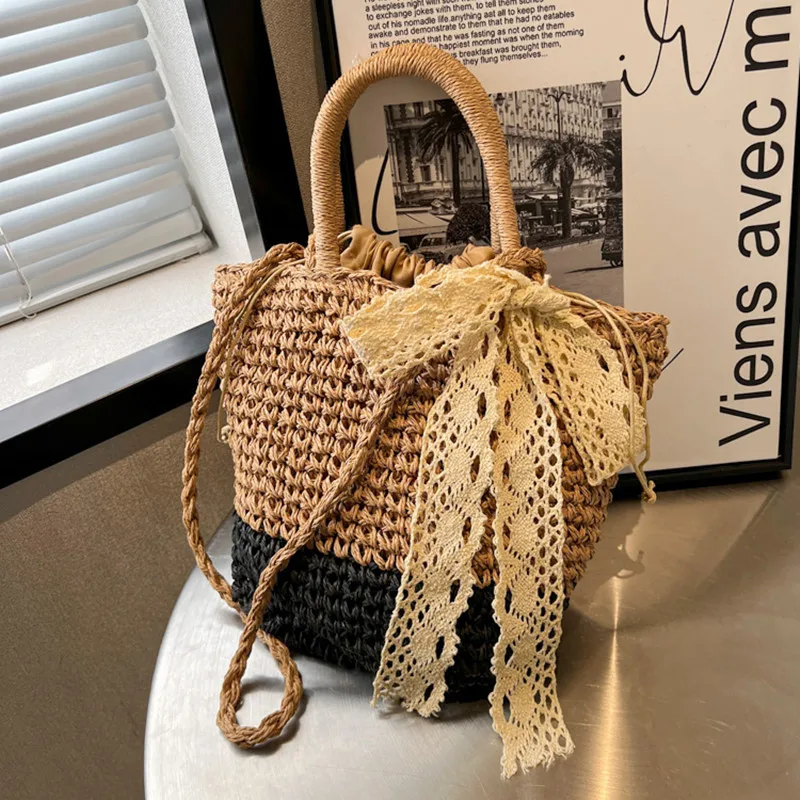 

Summer beach women's straw bags for women 2026 handmade rattan ladies shoulder crossbody bags female straw travel bag handbags