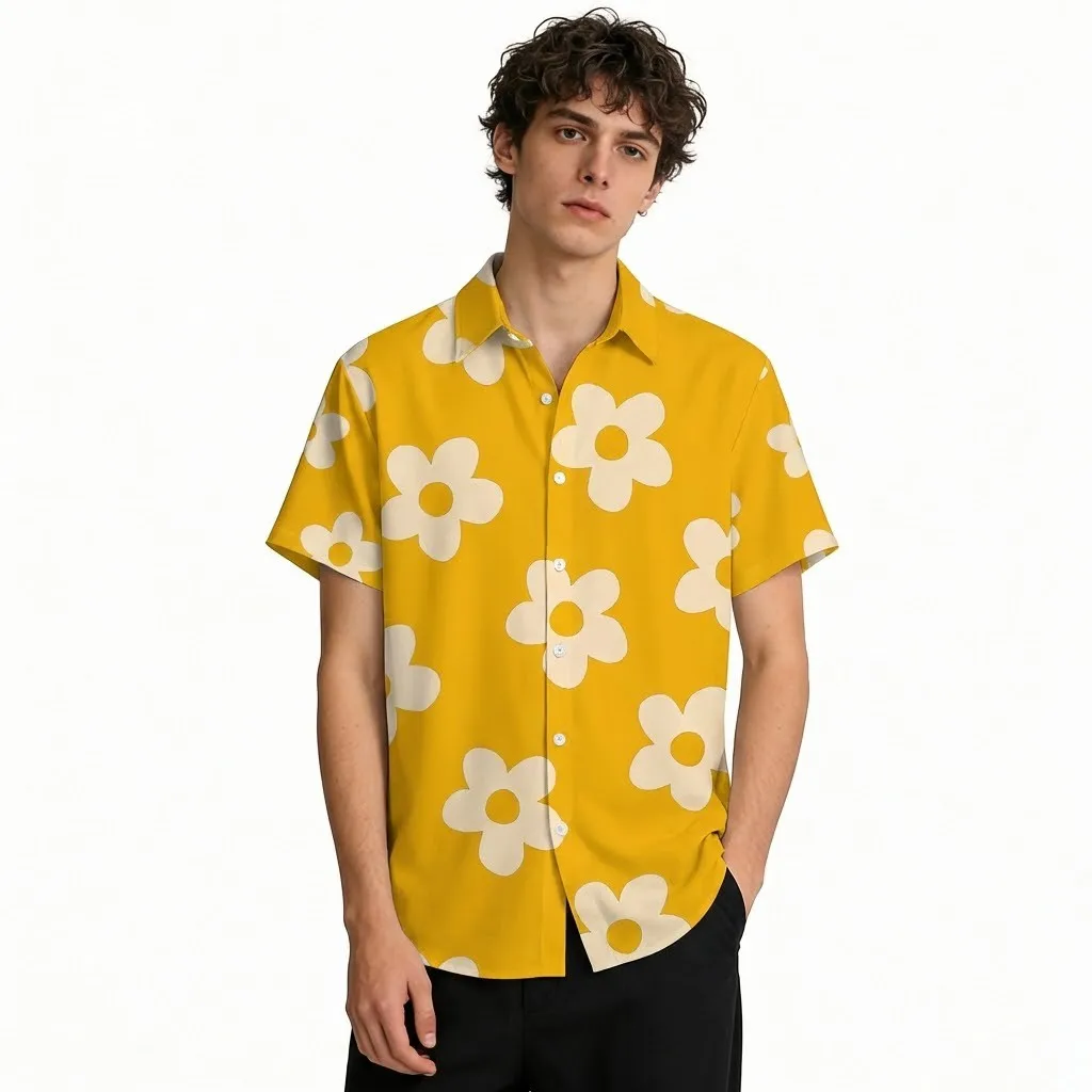 

Гавайская праздничная мужская рубашка с цветочным 3D принтом, летняя свободная дышащая пляжная рубашка с короткими рукавами, модные вечерние повседневные топы с лацканами