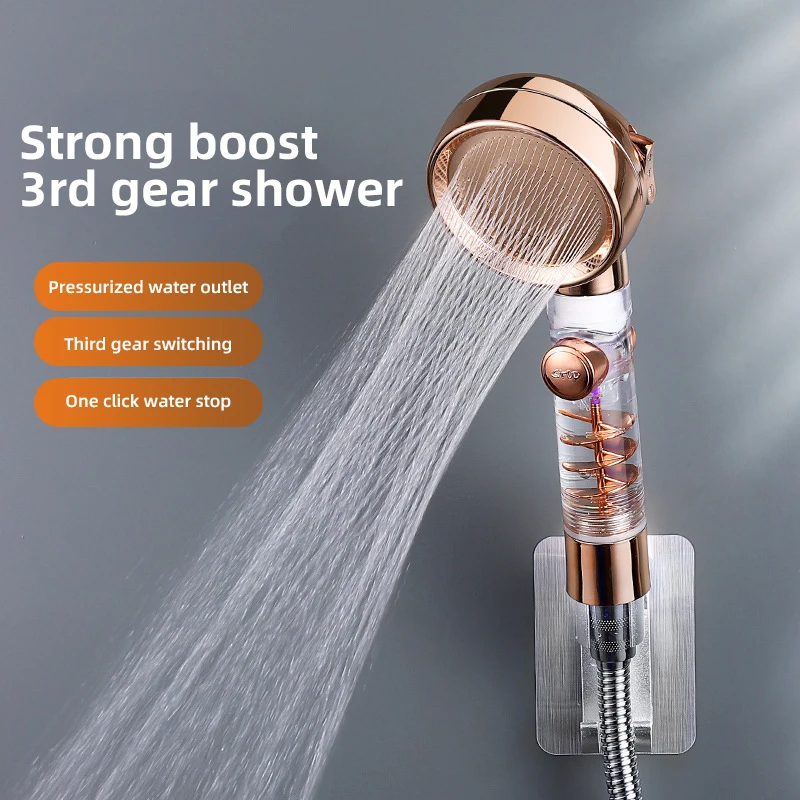 Three Speed Turbocharged Shower Head Bathroom Hand Shower Attachment Pressurized Shower Nozzle