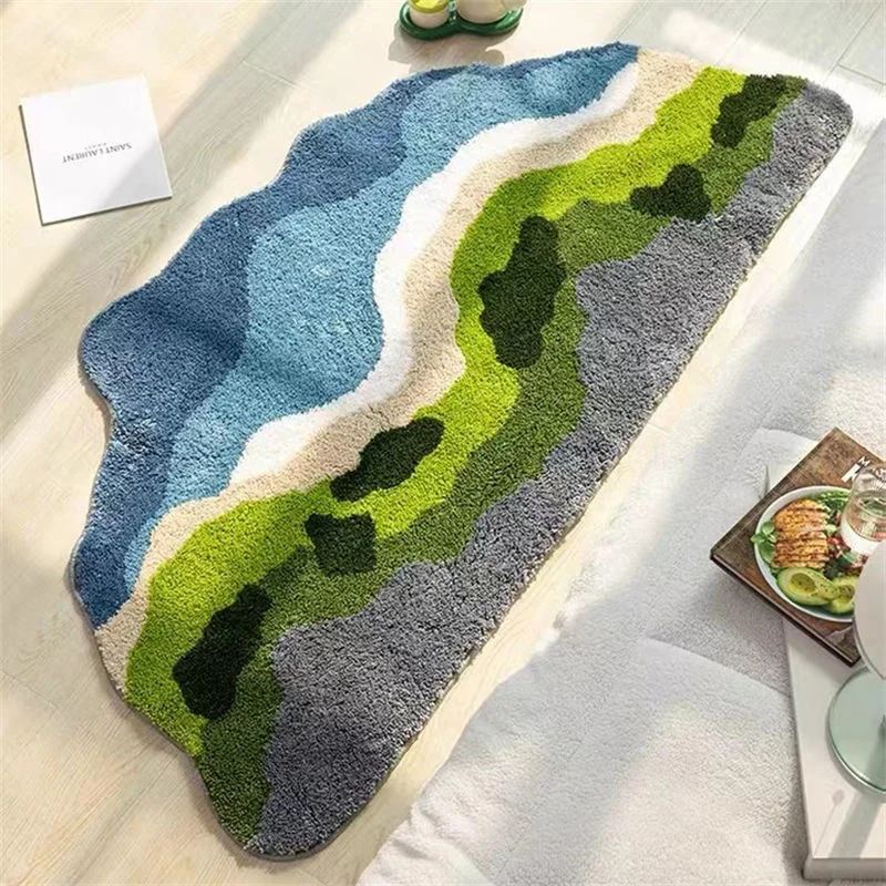 Nordic Wind Green Plant Moss Bedroom Bedside Carpet Special-shaped Room Kitchen Floor Rug Shaggy Carpet Non Slip Plush Carpet