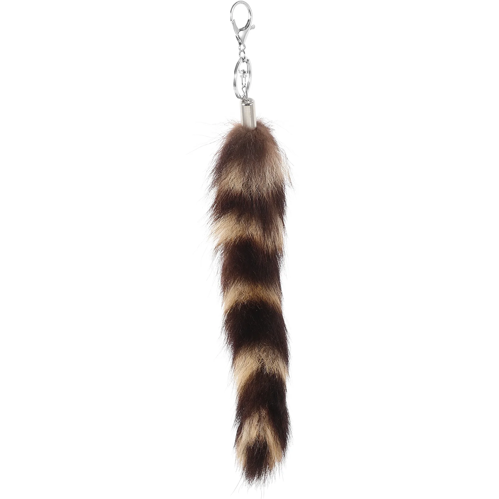 American Raccoon Pendant Keychain Aesthetic Big Tail for Backpacks Hair Purse Charm