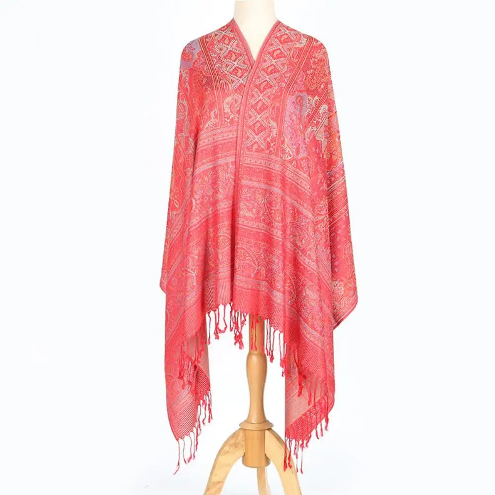 New Retro Tassel Jacquard Cashew Scarf Women Fashion 70*200 Fringe Shawls Female Colour printing Wraps