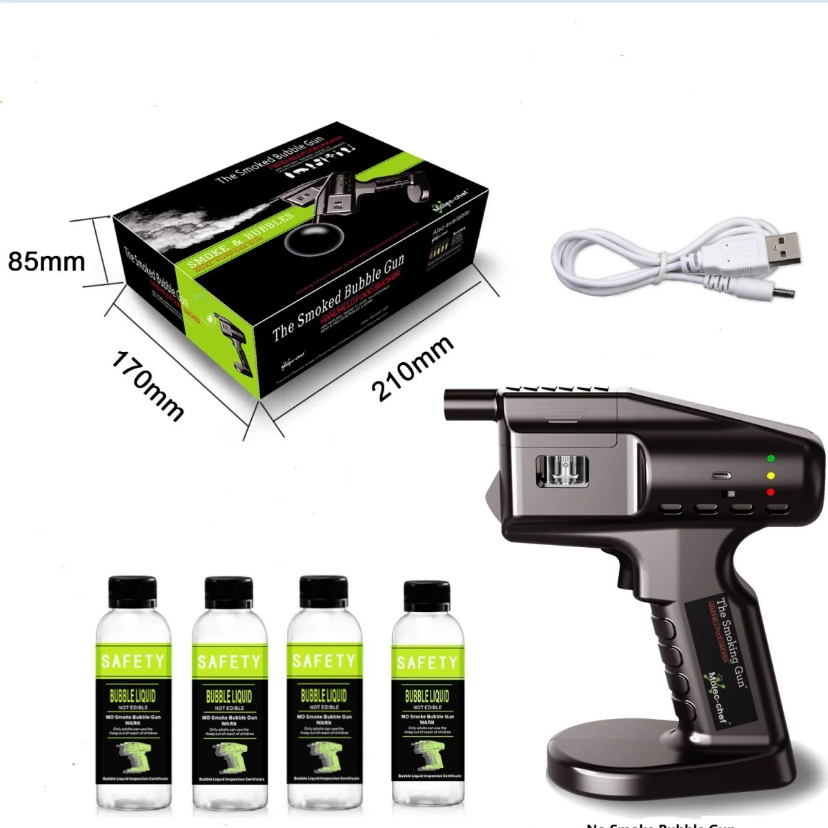 Cocktail Bubble Smoke Gun Add Visual Effect to Drinks & Food Rechargeable Power for Home Bars Parties & Gifts No Smoke Flavours