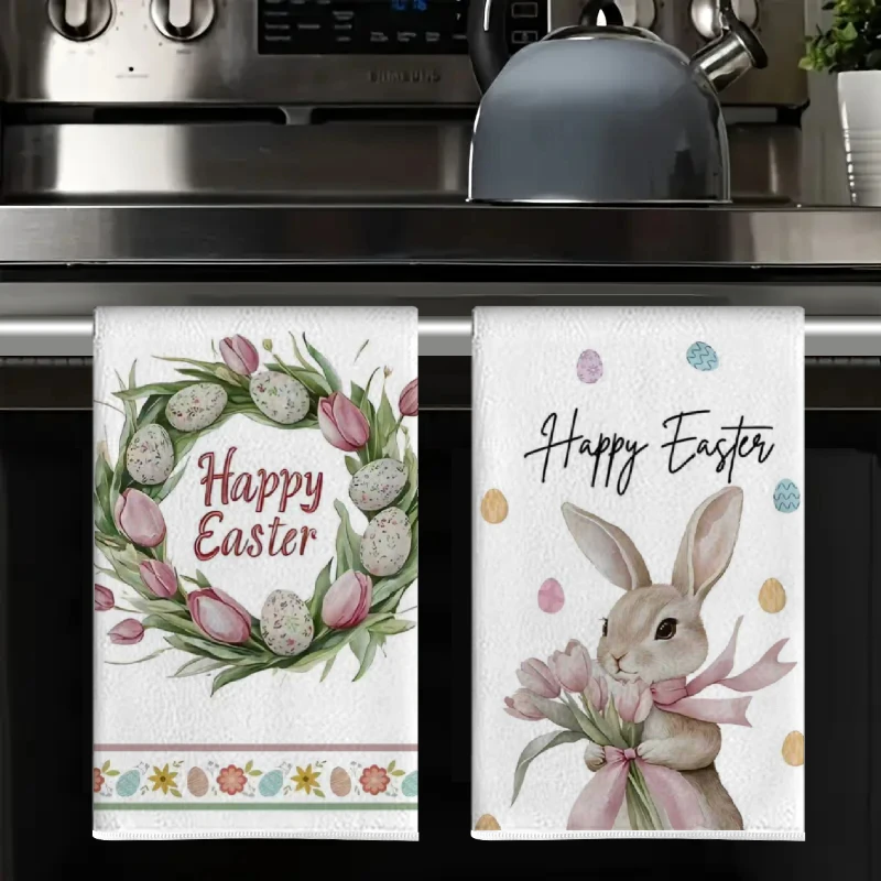 2Pcs, Easter Bunny Princess Kitchen Towels, 40Cm*60Cm Towel Set, Best Kitchen Towels, Super Absorbent Soft Cleaning Cloth, Cooking and Baking Tea Towels, Hand Towels, Cleaning Cloths, Dishcloths, Kitchen Decorations, Living Room Decorations, Kitchen Essentials, Home Essentials