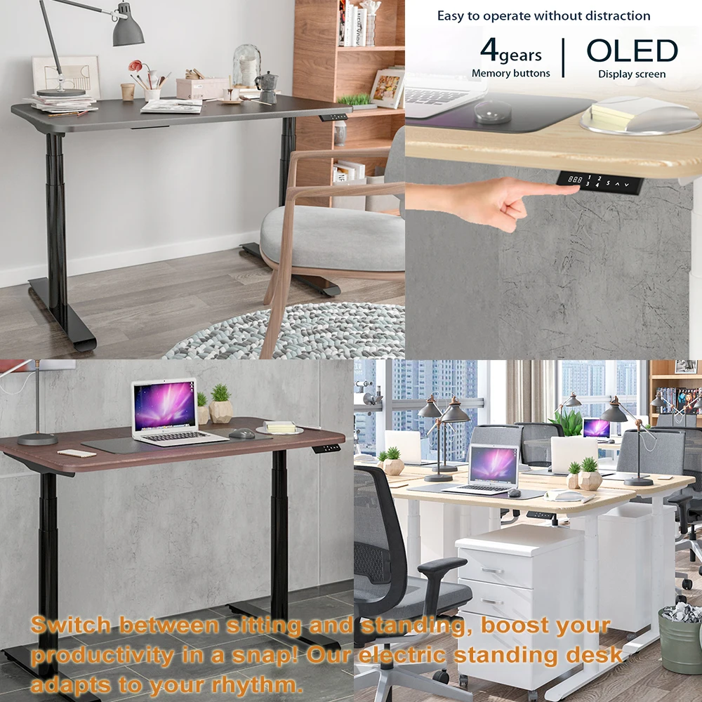 New Standard Round Column Dual Motor Sit Stand Desk Table Factory Direct Height Adjustable Desk Metal Frame Standing Desk