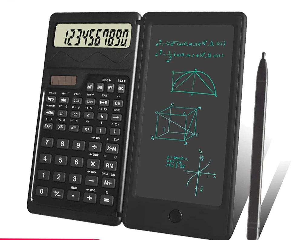 

Solar Powered Scientific Calculator & 6 Inch Writing Tablet Foldable 10 Digit LCD Display For Office Student Teachers Accountant