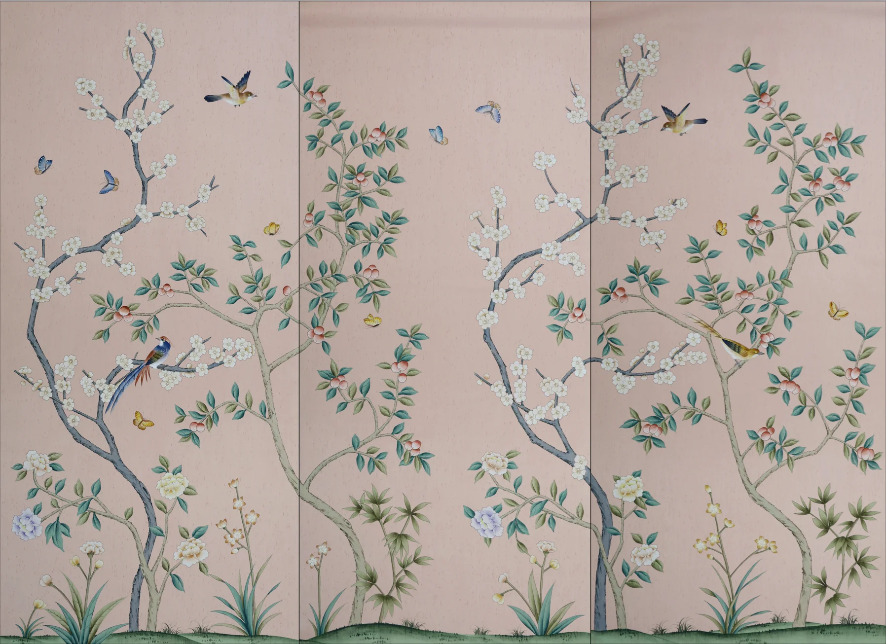 

Customized Hand-Painted birds with flowers paintings/Wallpaper Sofa/TV/Bedroom/Living/study/Dinning Room wallcover background