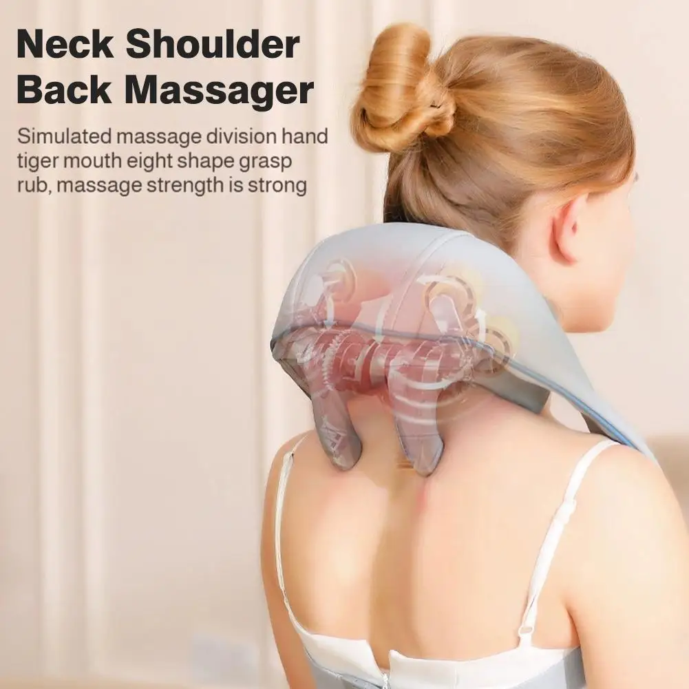 

1pcs Shiatsu Neck and Shoulder Massager Heated Back Massager U Shape Deep Kneading Electric Massage Pillow For Neck Waist Leg