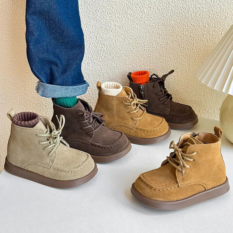 

Лидер продаж, детские ботинки для отдыха, зимние новые модные детские зимние ботинки в стиле ретро, противоскользящие универсальные короткие ботинки на плоской подошве для мужчин и женщин